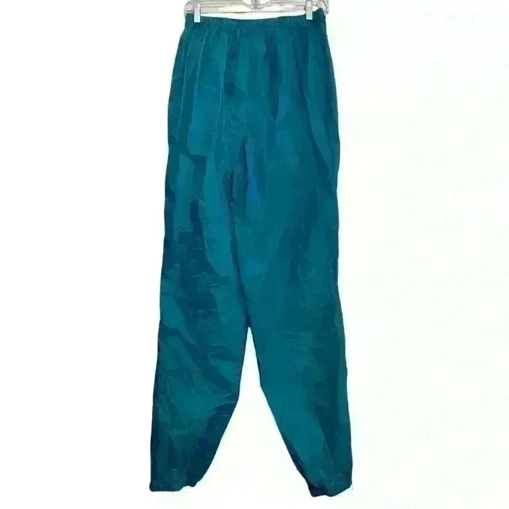 Patagonia Vintage Teal Nylon Hiking Windbreaker Ankle Zip Jogger Pants Large
